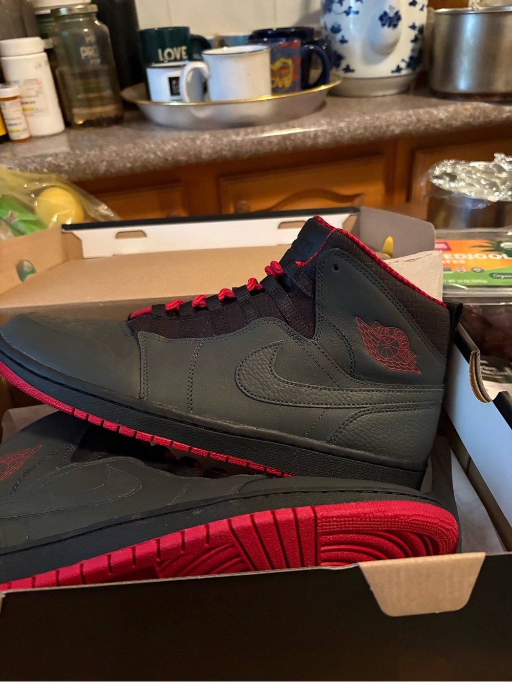 Nike Men’s High-Top Sneakers — Black and Red